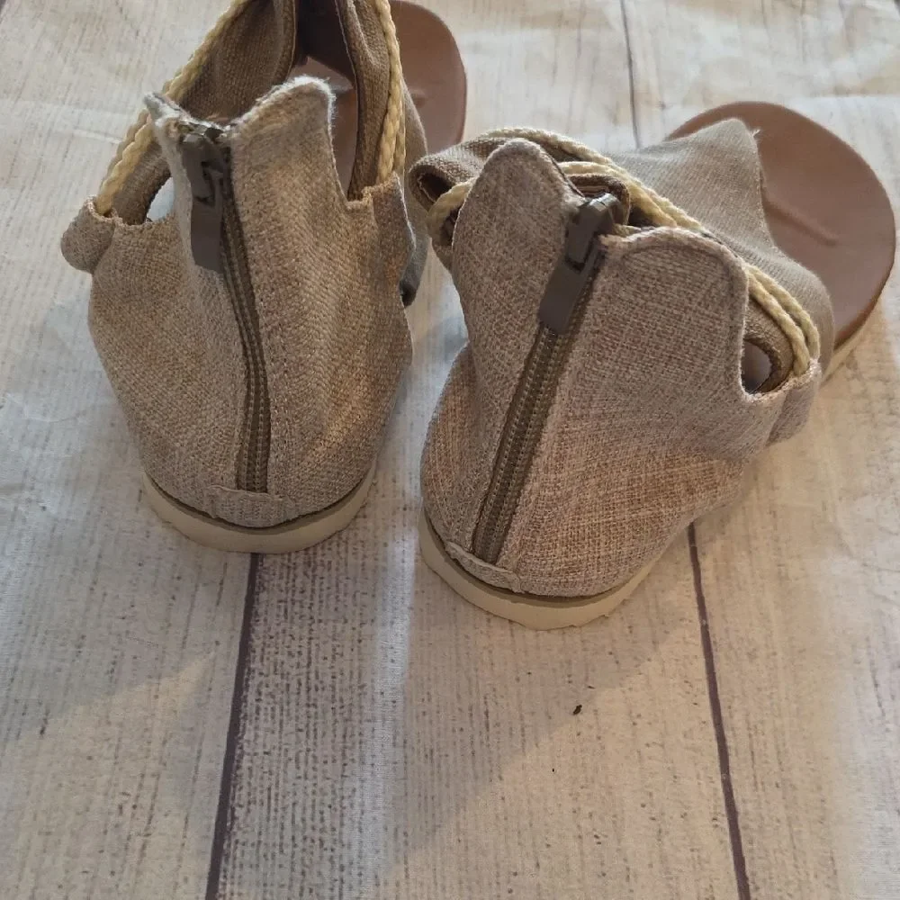 Elegant Tan Canvas Women's Sandals